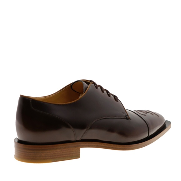 Fendi Oxford Lace-Up Shoes Karligraphy Brown Leather Size 12 New main image 4